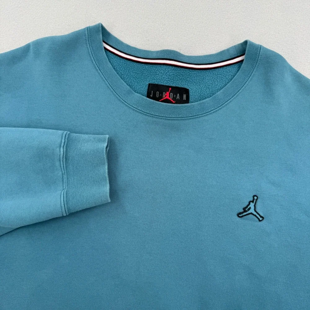 Jordan Mens Essentials Fleece‎ Crewneck Sweatshirt Teal Blue 3XL Jumpman Logo
